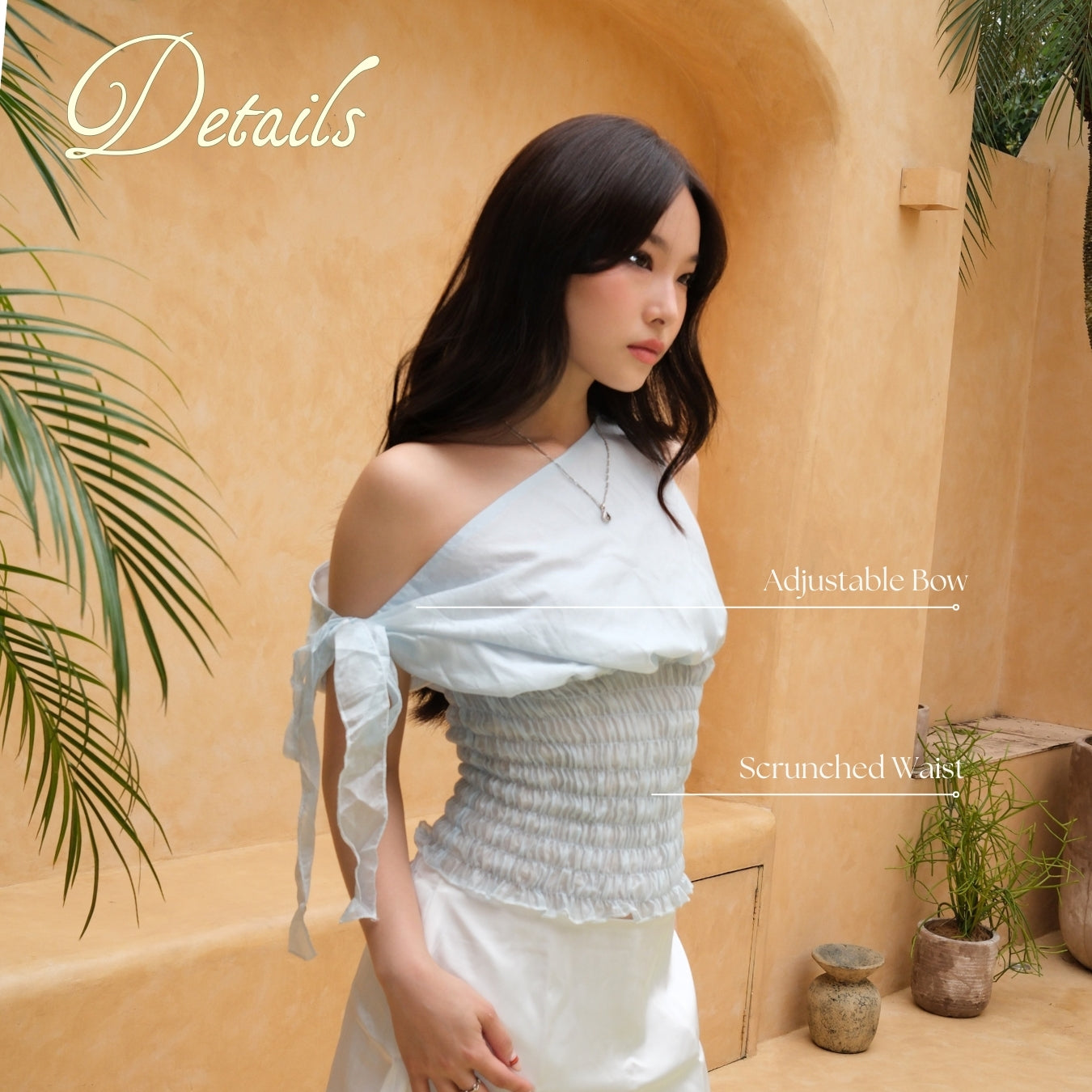 She Wears Sugar x Isabella – Tinker Top | Baju Atasan Wanita Terbaru One Shoulder Top Tank Top Wanita Atasan Cewe Korean Style Summer Outfit Beachwear Blue Outfit