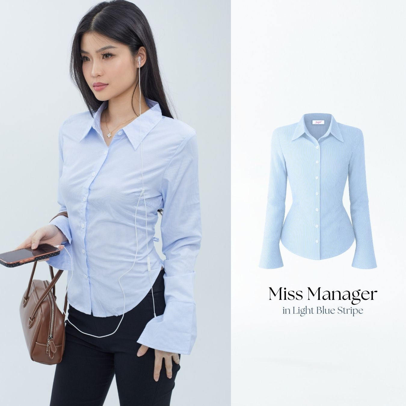She Wears Sugar x Shagufta – Miss Manager Shirt | Atasan Wanita Kemeja Shirt Wanita Ngantor Outfit Kampus Korean Style Fit Body