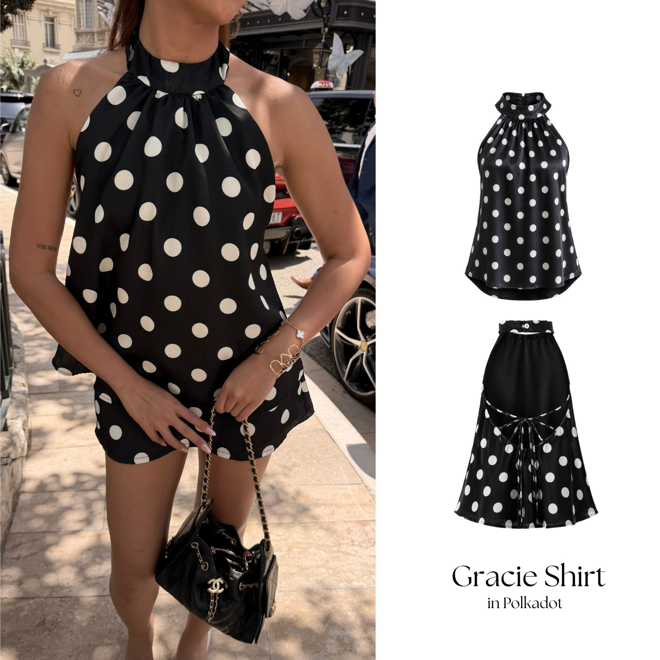 She Wears Sugar – Piquet Top | Halter Neck Top Wanita Atasan Wanita Satin Korean Style Old Money Outfit Y2K Top