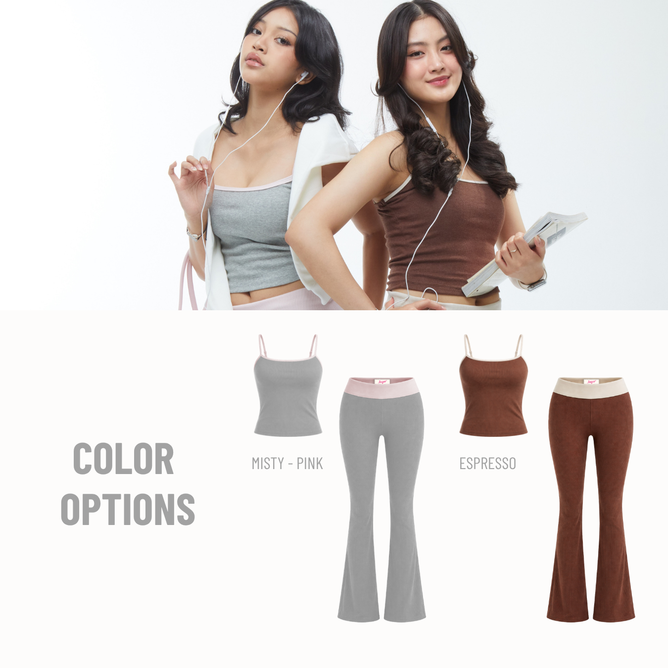 She Wears Sugar – Patricia Set | Tank Top Wanita Celana Training Wanita Sweatpants Wanita Set Baju Wanita Korean Style Y2K Outfit Fit Body