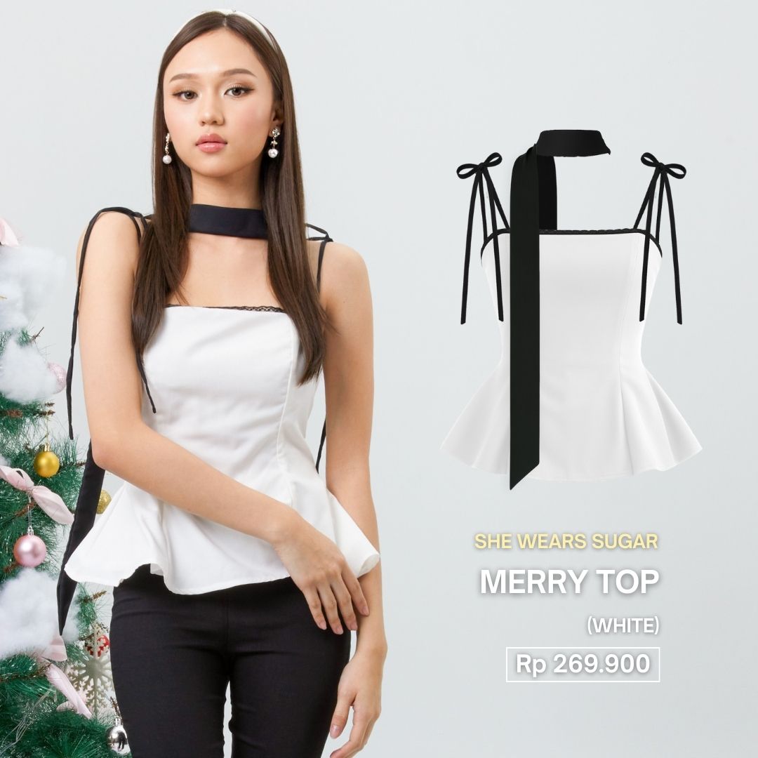 Shewearssugar - Merry Top | Chirstmas Top | Halter Neck | Scarf | Atasan Natal