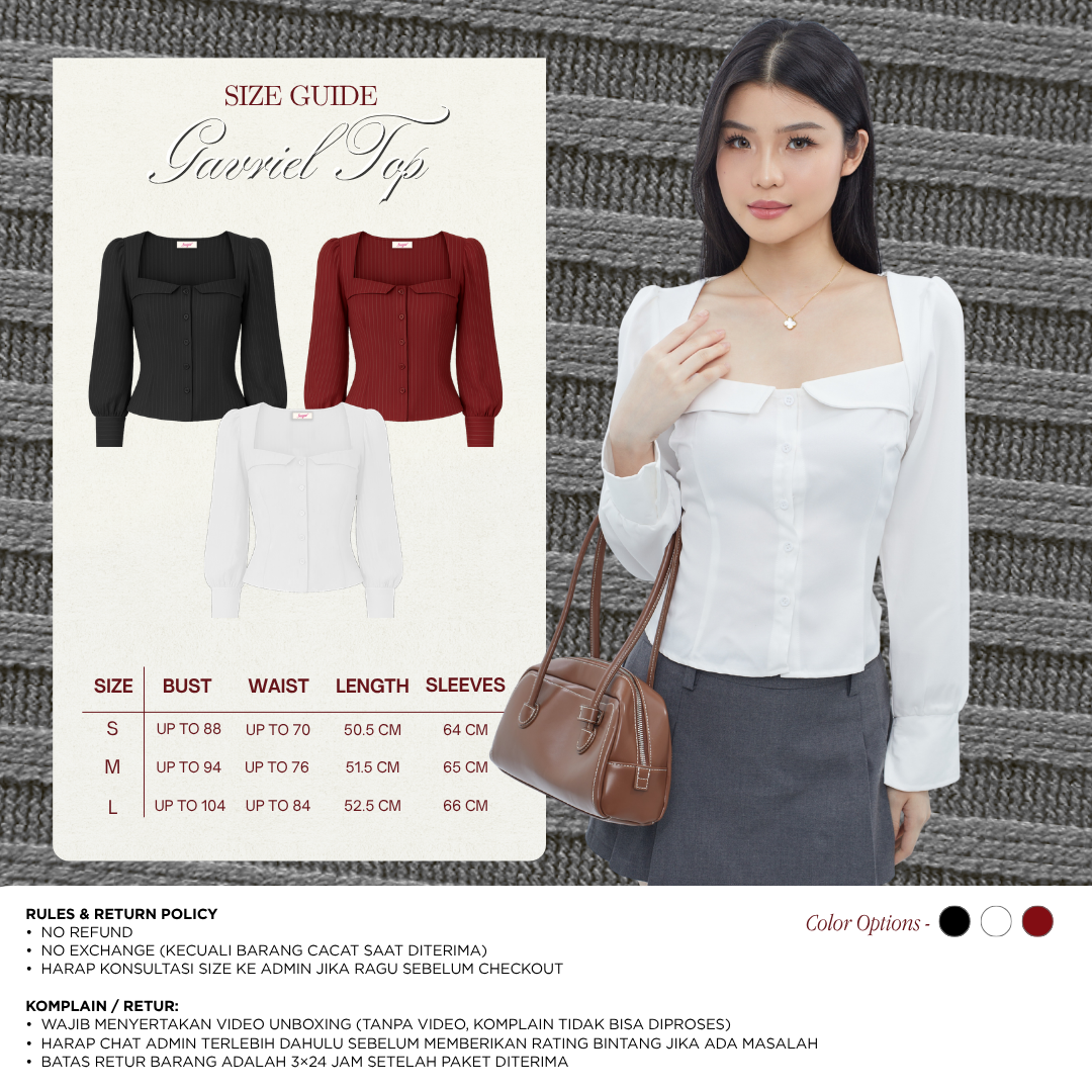 She Wears Sugar – Gavriel Top | Kemeja Wanita Fitted Shirt Atasan Wanita Baju Fit Body Top Korean Style