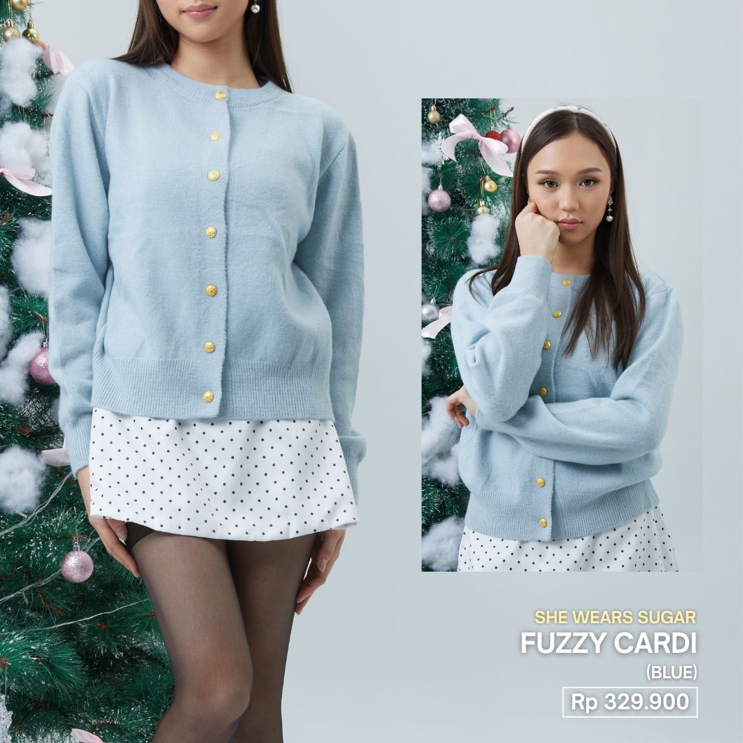Shewearssugar - Fuzzy Cardigan | Outer Wanita | Bulu | Lucu | Lengan Panjang