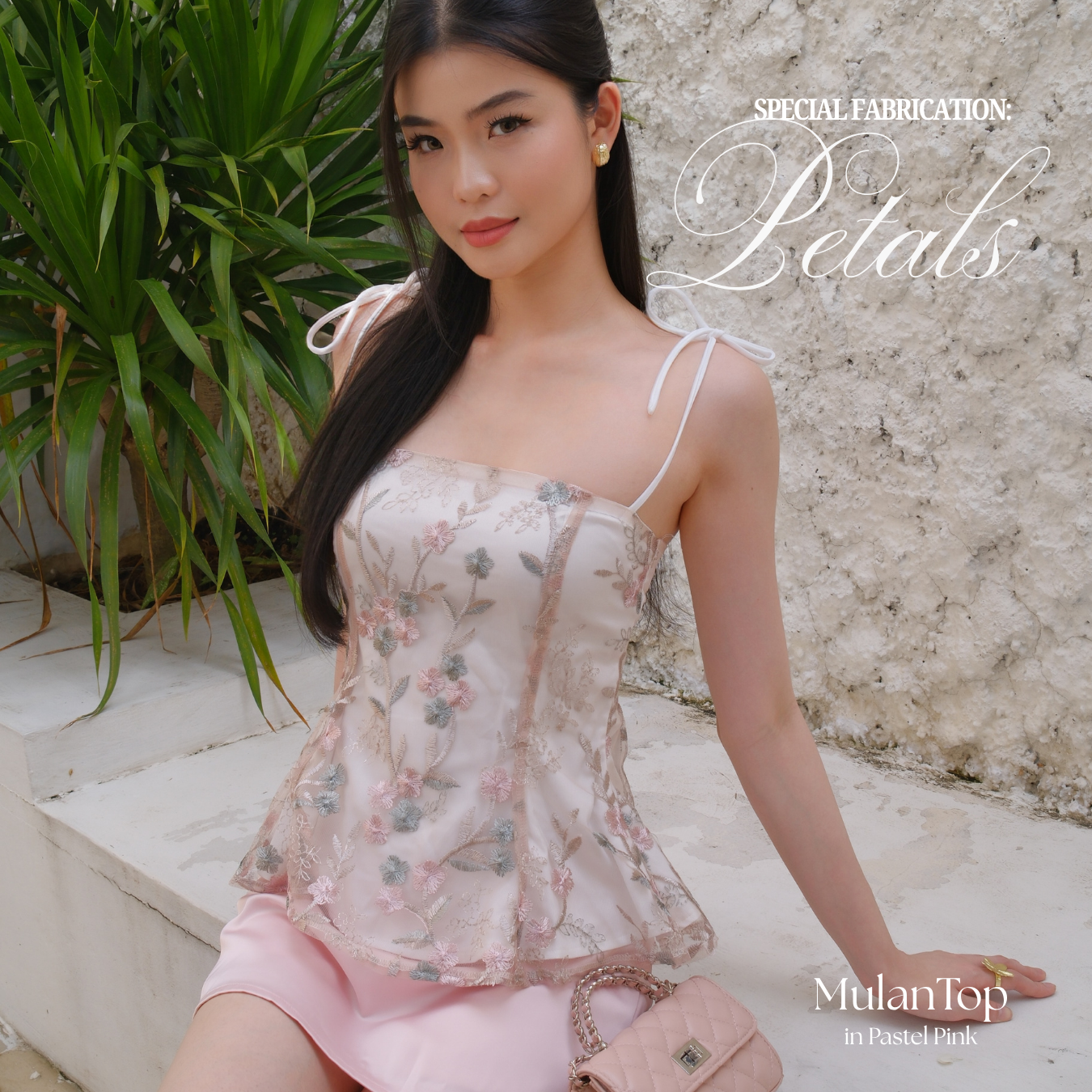 Shewearssugar – Mulan Top | Peplum Tulle Bordir Adjustable Strap Wanita