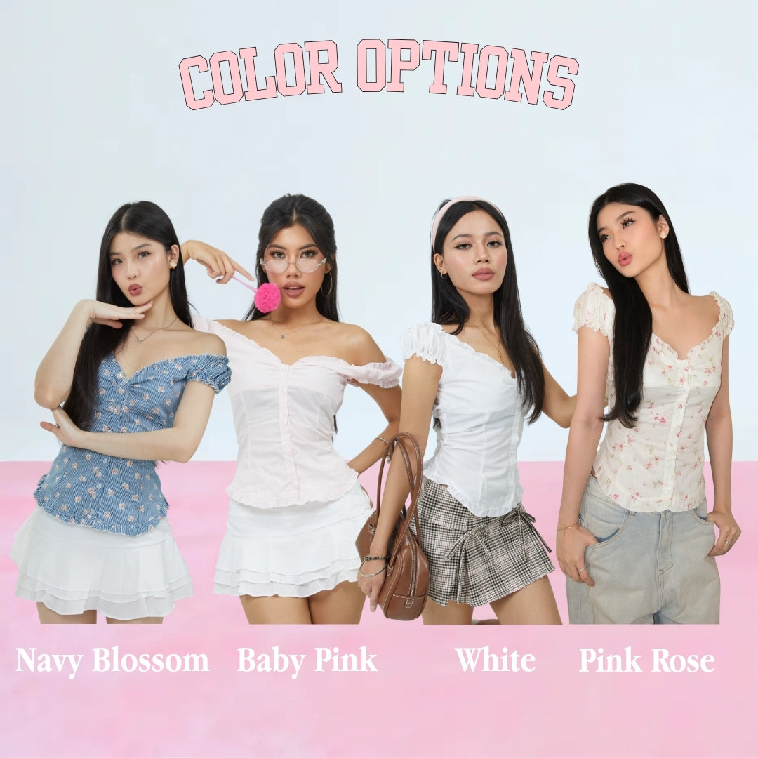 SHEWEARSSUGAR X VARREL RIEVERA — Carmen Top | Fitted Shirt | Casual Bali | Babydoll Blouse | Coquette