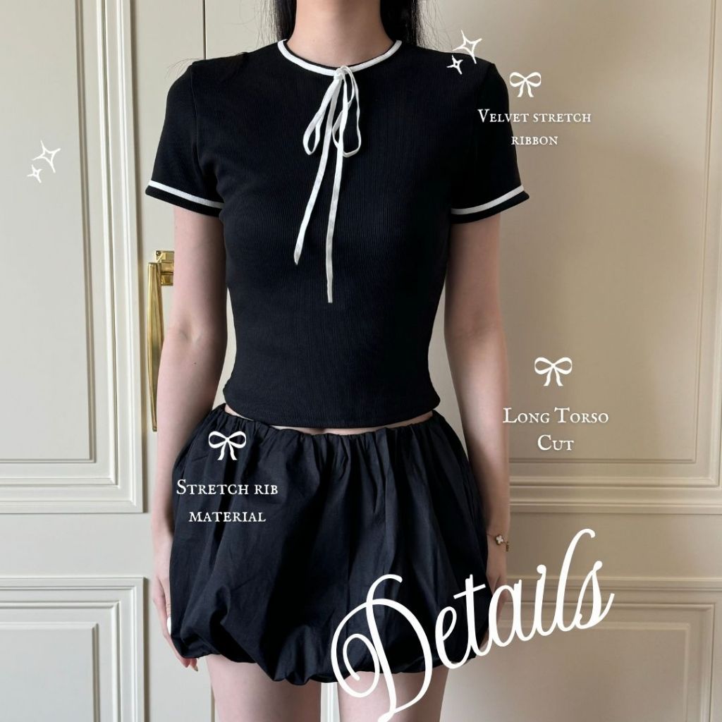 She Wears Sugar -- Shortcake Top | Atasan Wanita | Outfit Korea | Ribbon Top | Coquette Aesthetic