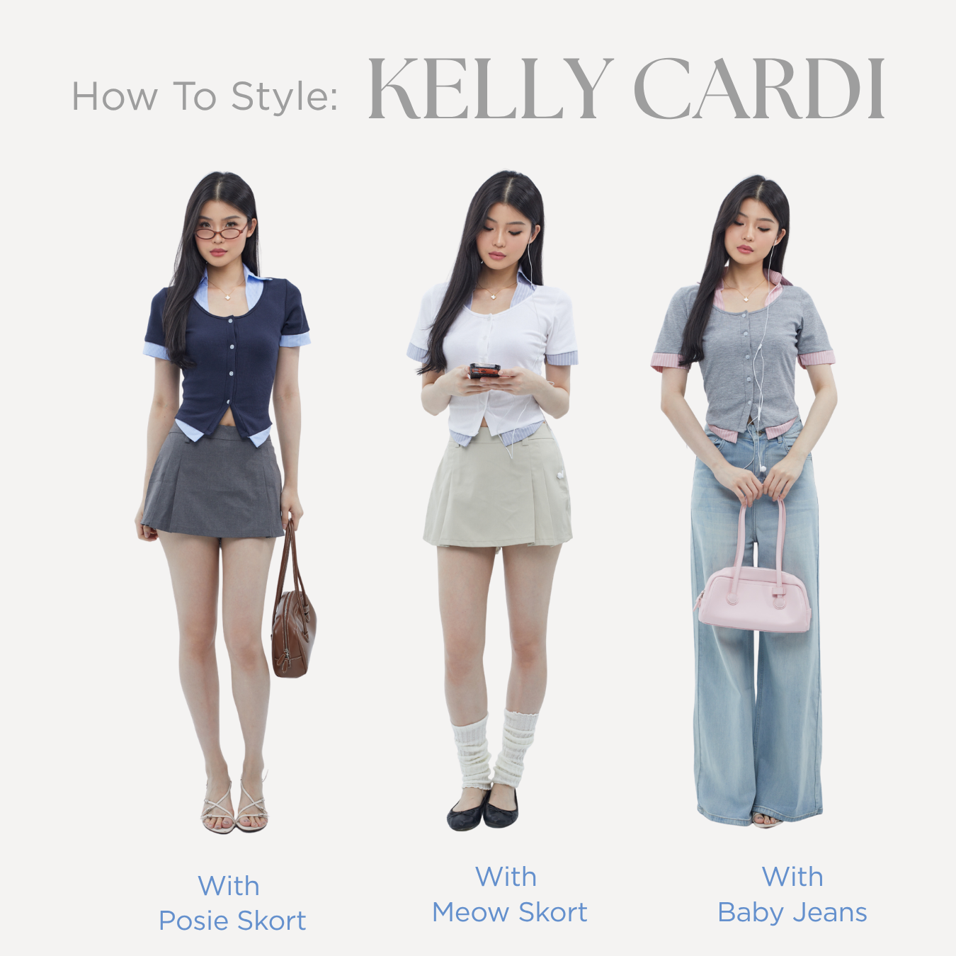 She Wears Sugar – Kelly Cardigan Shirt | Shirt Wanita Kemeja Atasan Wanita Korean Style Outfit Kampus Baju Fit Body