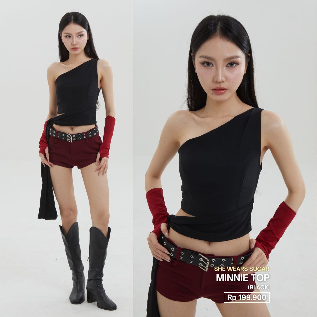 She Wears Sugar – Minnie Top | Atasan Wanita Stylish Baju Atasan Wanita Terbaru Y2K Top Korean Style Konser Outfit