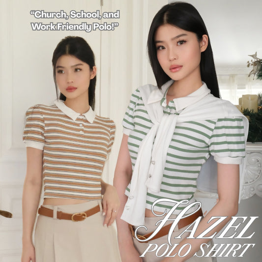 SHEWEARSSUGAR -- Hazel Polo Shirt | Garis - Garis | Kaos Polo Wanita