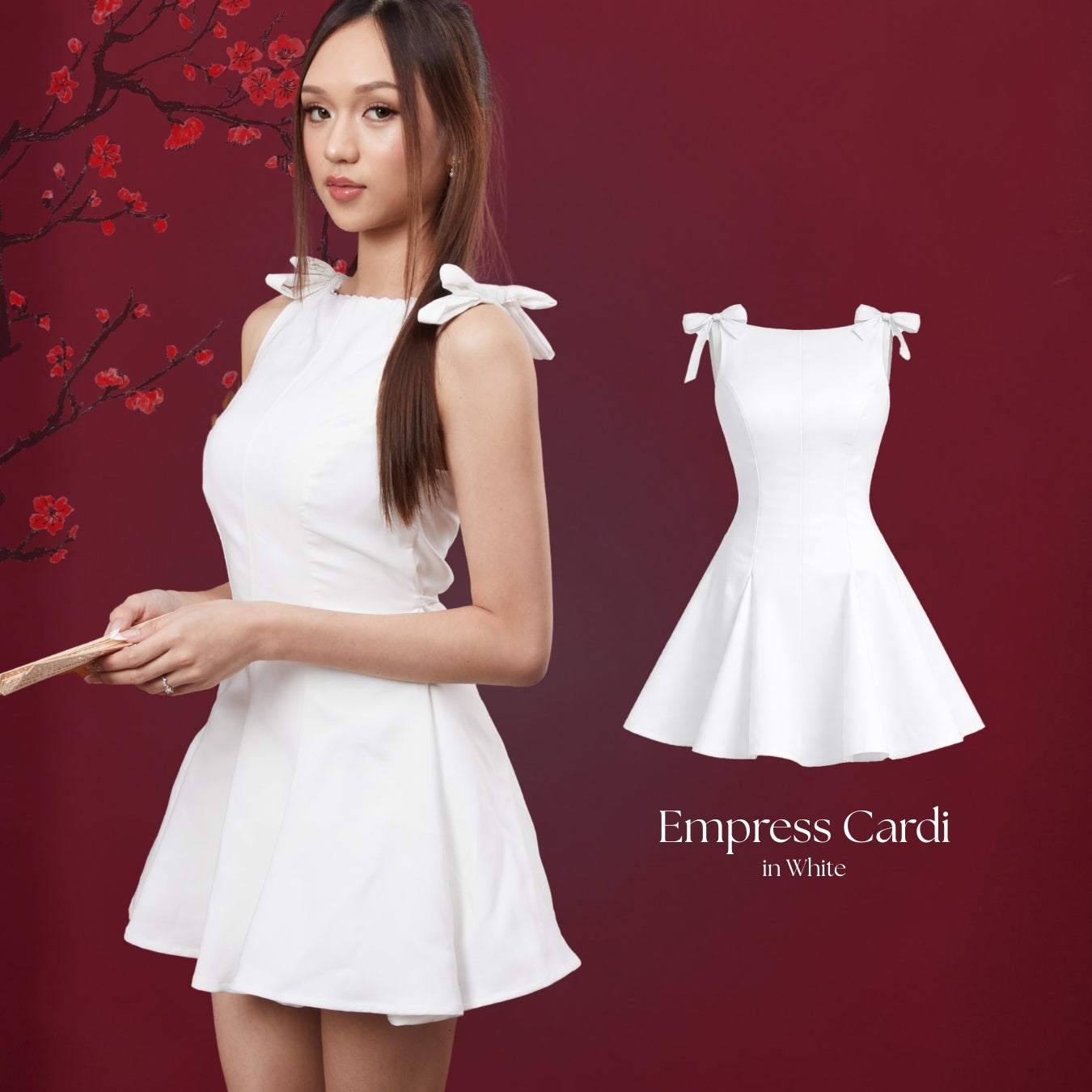 She Wears Sugar – Heiress Dress | Wanita Midi Premium Semi Wool Fit & Flare Ribbon