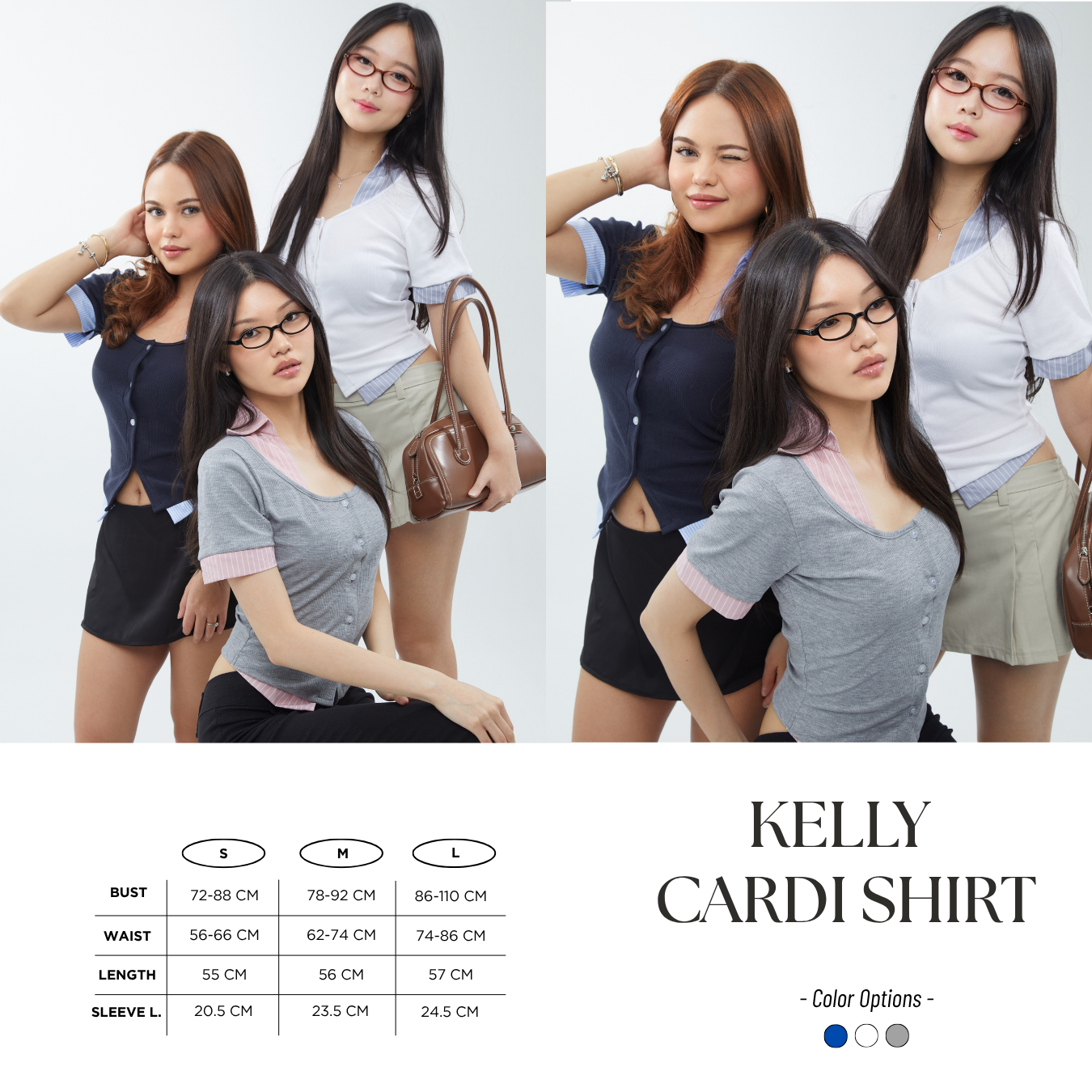She Wears Sugar – Kelly Cardigan Shirt | Shirt Wanita Kemeja Atasan Wanita Korean Style Outfit Kampus Baju Fit Body
