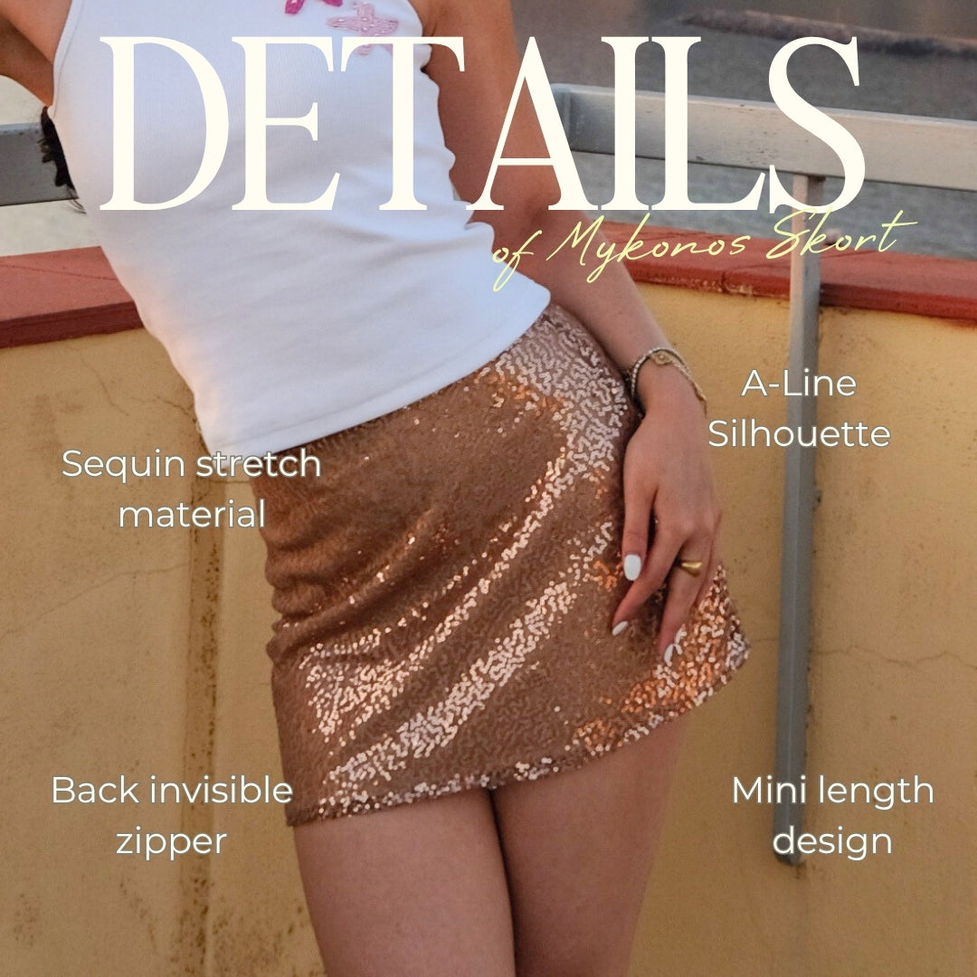 Shewearssugar - Mykonos Sequin Skirt | Sequin Skirt Wanita | Rok Celana Glitter Korea Style | Skort Party Night Outfit
