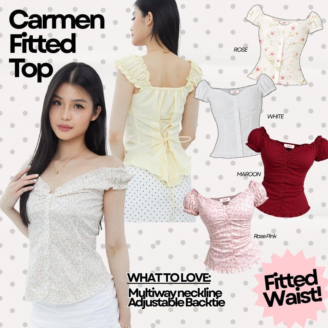 She Wears Sugar x Varrel Rievera – Carmen Top | Fitted Shirt Babydoll Blouse Atasan Wanita Korean Style Baju Atasan Wanita Terbaru Coquette Outfit