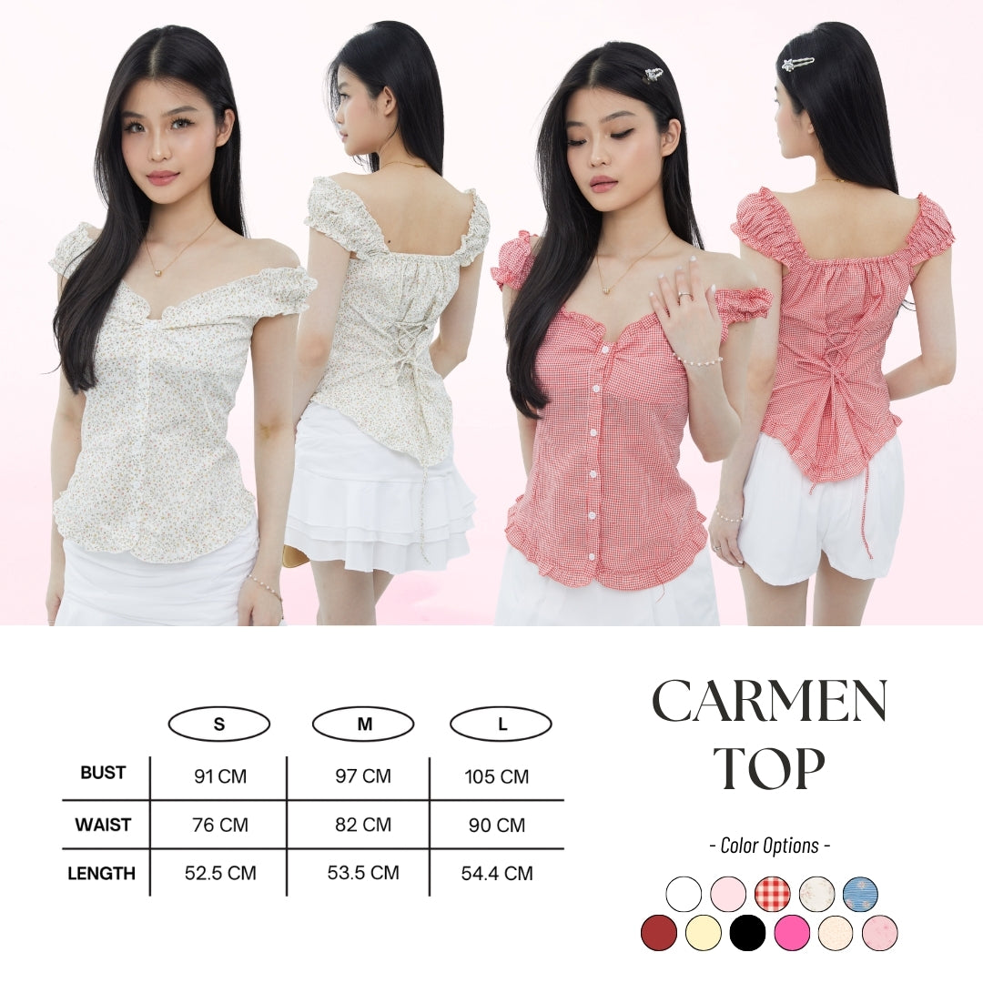 She Wears Sugar x Varrel Rievera – Carmen Top | Fitted Shirt Babydoll Blouse Atasan Wanita Korean Style Baju Atasan Wanita Terbaru Coquette Outfit