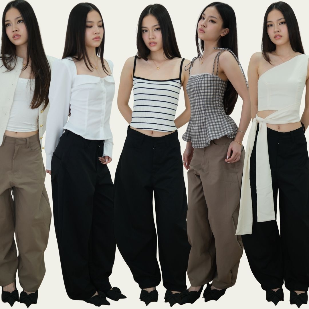 She Wears Sugar – Abigail Pants | Barrel Pants Low Waist Wide Leg Korean Style Daily Wear Casual Outfit