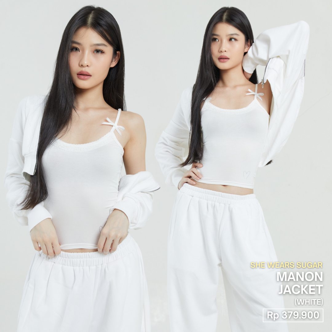 SHEWEARSSUGAR X VARREL RIEVERA — Manon Crop Zip Jacket | Airport Outfit | Jaket Sweater | Wanita Cewe | Jaket perempuan |