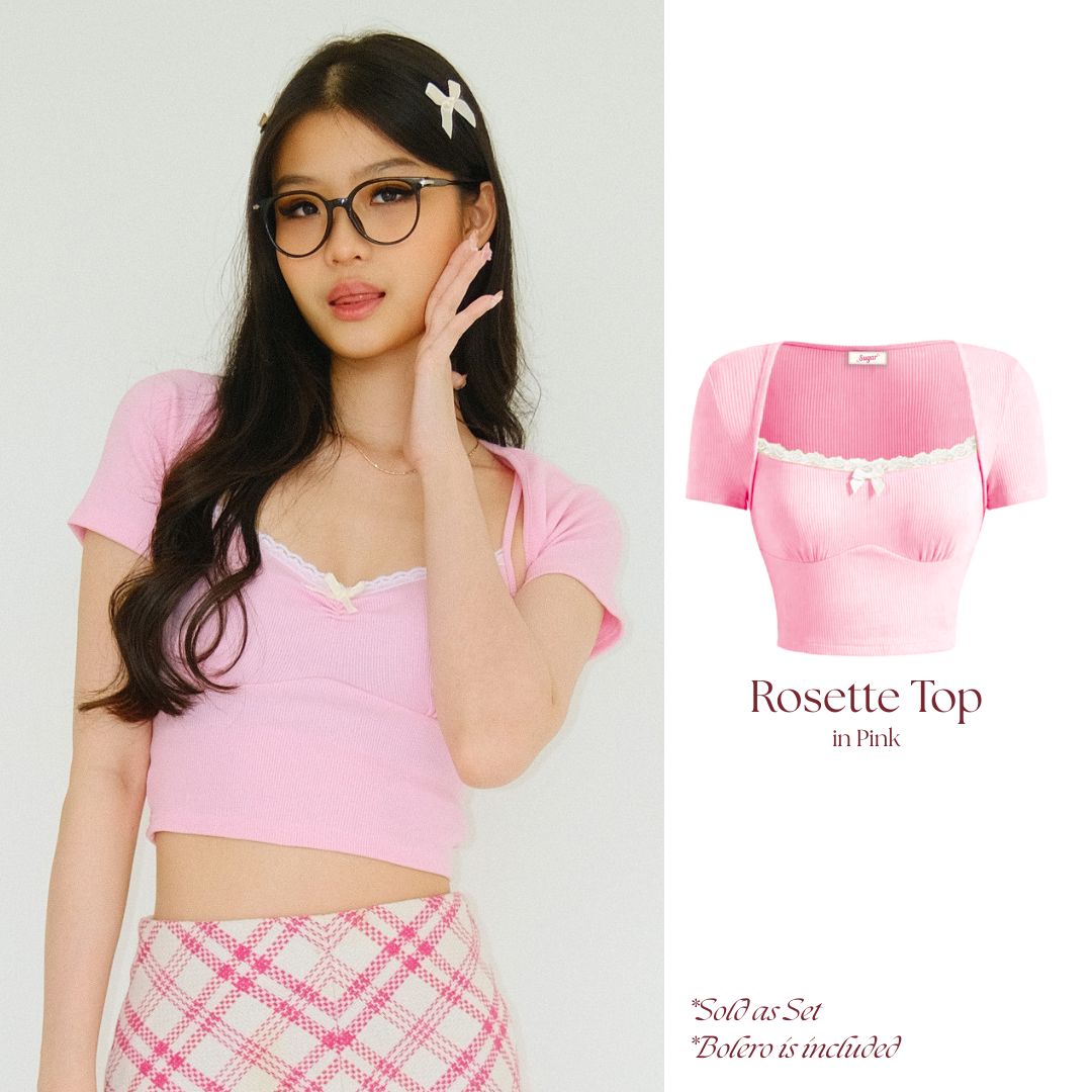 She Wears Sugar – Rosette Top | Tank Top Bolero Wanita Lace Top Summer Bali Outfit Coquette