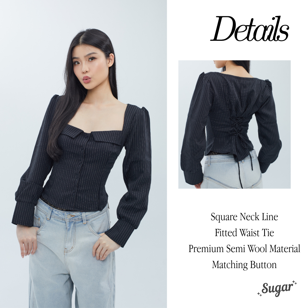 She Wears Sugar – Gavriel Top | Kemeja Wanita Fitted Shirt Atasan Wanita Baju Fit Body Top Korean Style