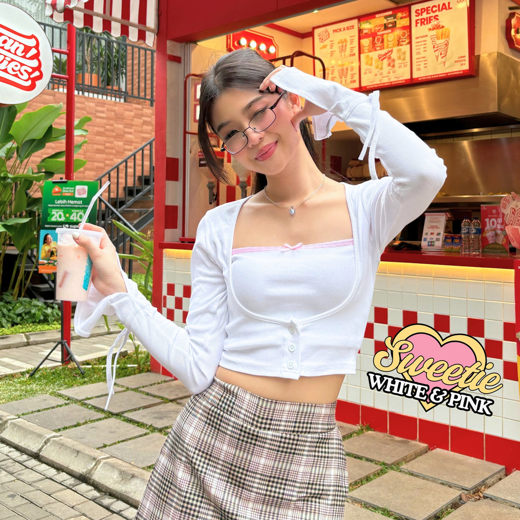 SHEWEARSSUGAR x ZETA BLANCO - Sweetie Top | Bolero Set | Outfit Korea | Top Wanita | Coquette Aesthetic | Crop Top