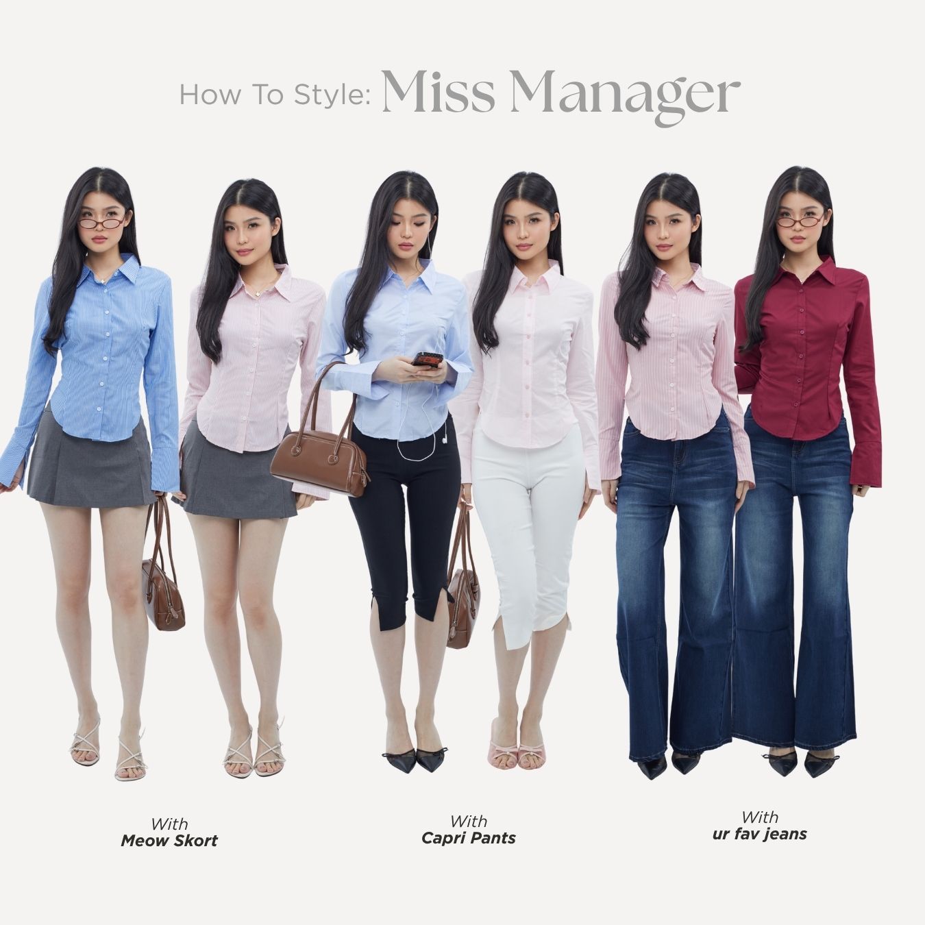 She Wears Sugar – Miss Manager Shirt | Atasan Wanita Kemeja Shirt Wanita Ngantor Outfit Kampus Korean Style Fit Body
