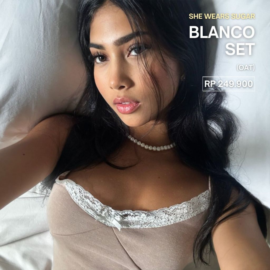 She Wears Sugar -- Blanco Set | One Set Wanita | Piyama Wanita | Baju Tidur Wanita