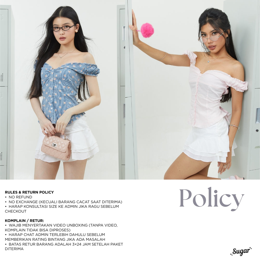 She Wears Sugar x Varrel Rievera – Carmen Top | Fitted Shirt Babydoll Blouse Atasan Wanita Korean Style Baju Atasan Wanita Terbaru Coquette Outfit