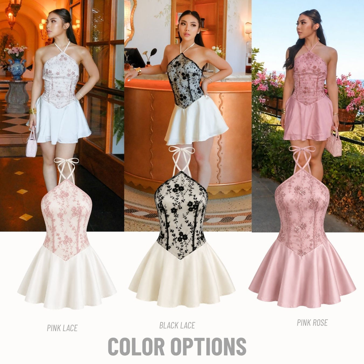 She Wears Sugar – Maggie Mini Dress | Mini Dress Wanita Halter Neck Dress Party Dress Dres Korea Coquette Outfit Fit Body