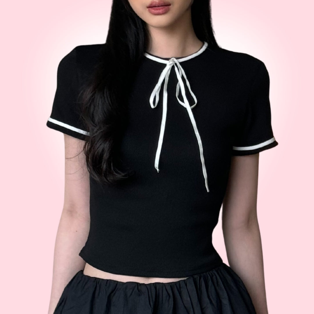 She Wears Sugar -- Shortcake Top | Atasan Wanita | Outfit Korea | Ribbon Top | Coquette Aesthetic