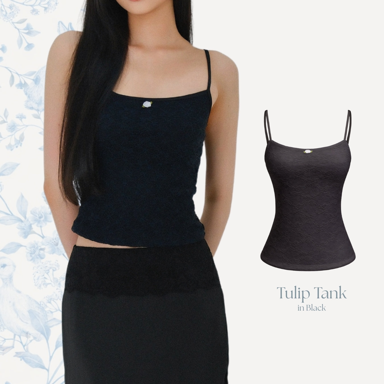 She Wears Sugar x Isabella – Tulip Tank | Tank Top Wanita Lace Fit Body Atasan Cewe Coquette Y2K Top