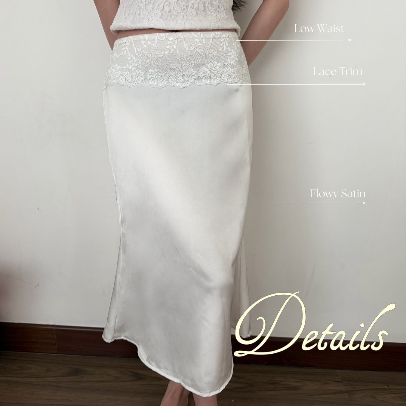 She Wears Sugar x Isabella – Lena Lace Midi Skirt | Rok Wanita Midi Lace Skirt Rok Renda Korean Style