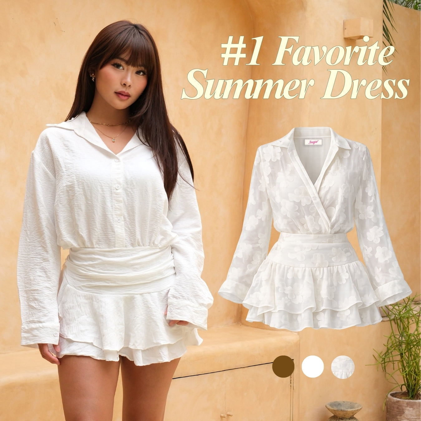 She Wears Sugar x Isabella – Tea Cup Dress | Dress Wanita Mini Dres Korea Summer Dress Gaun Putih Outfit Korea Baju Wanita Terbaru Bali Outfit