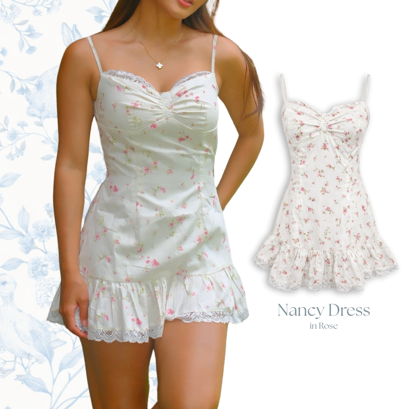 She Wears Sugar x Isabella – Nancy Dress | Dress Wanita Mini Summer Dress Dress Korea Gaun Putih Coquette Lace Fit Body