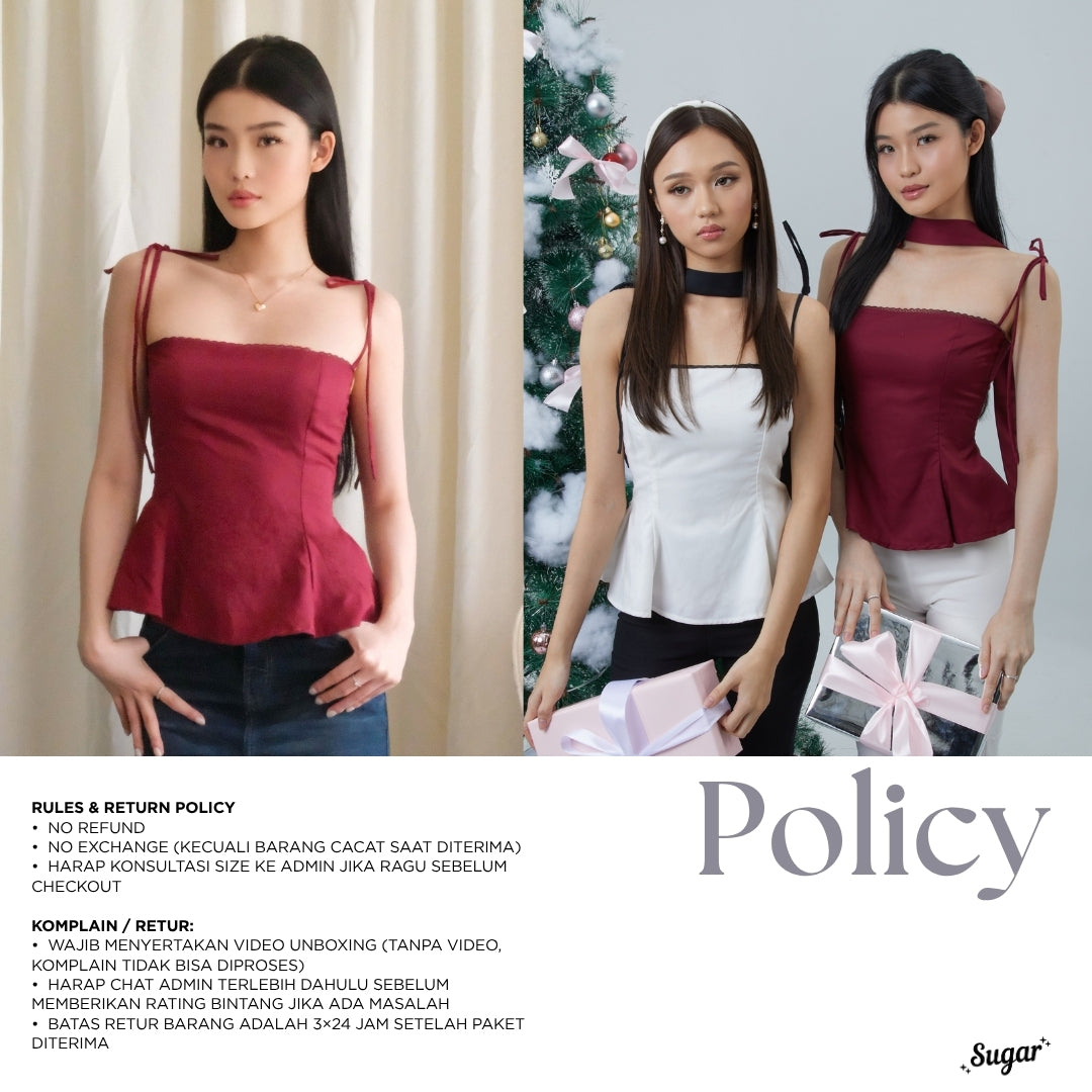 She Wears Sugar – Merry Top | Christmas Top Wanita Halter Neck Scarf Atasan Natal Baju Fit Body