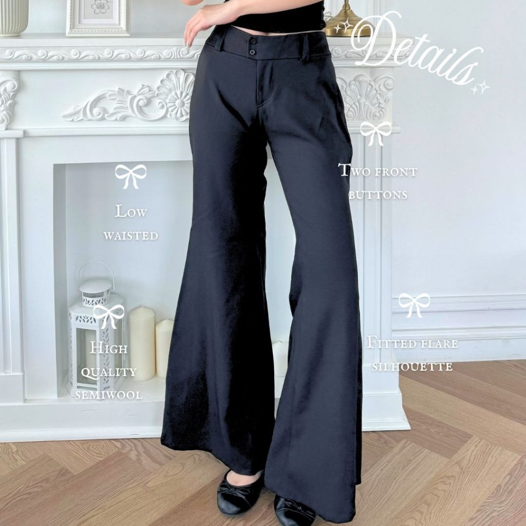 She Wears Sugar -- Emily Pants | Celana Panjang Wanita | Bawahan Wanita | Kulot | Celana Flare | Corpcore