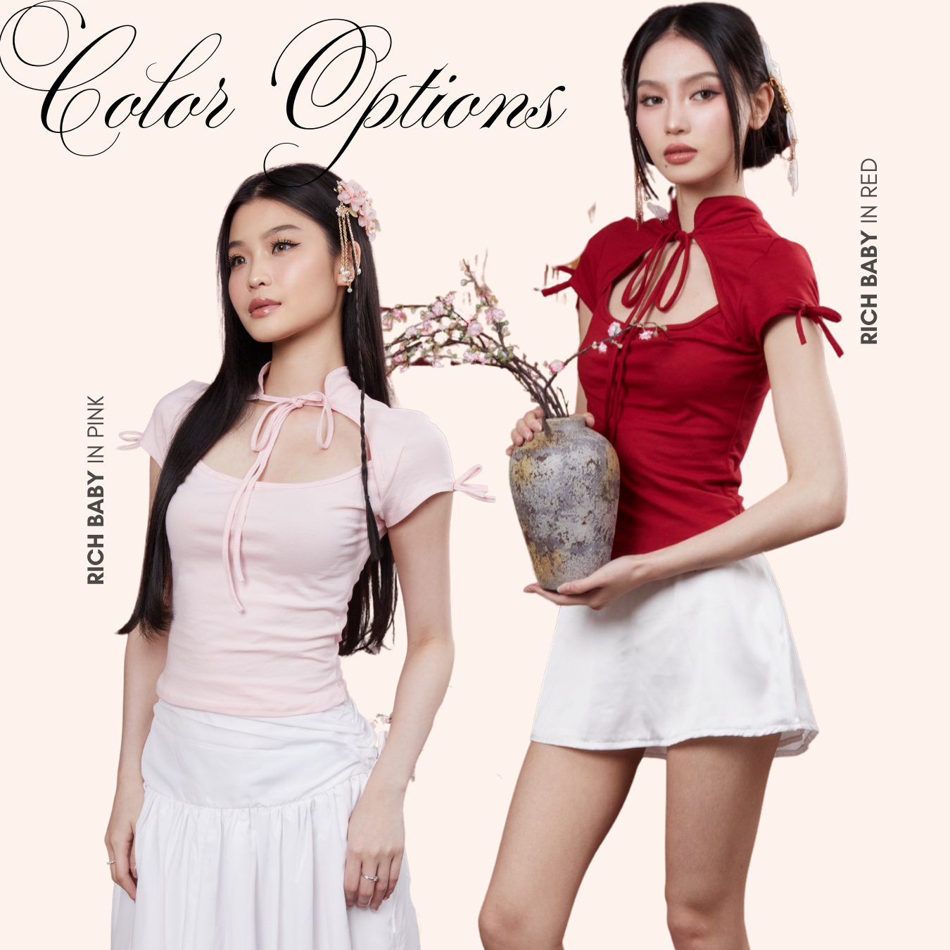 She Wears Sugar – Rich Baby Top | Wanita Spandex Cotton Fitted Short Sleeve Ribbon Front