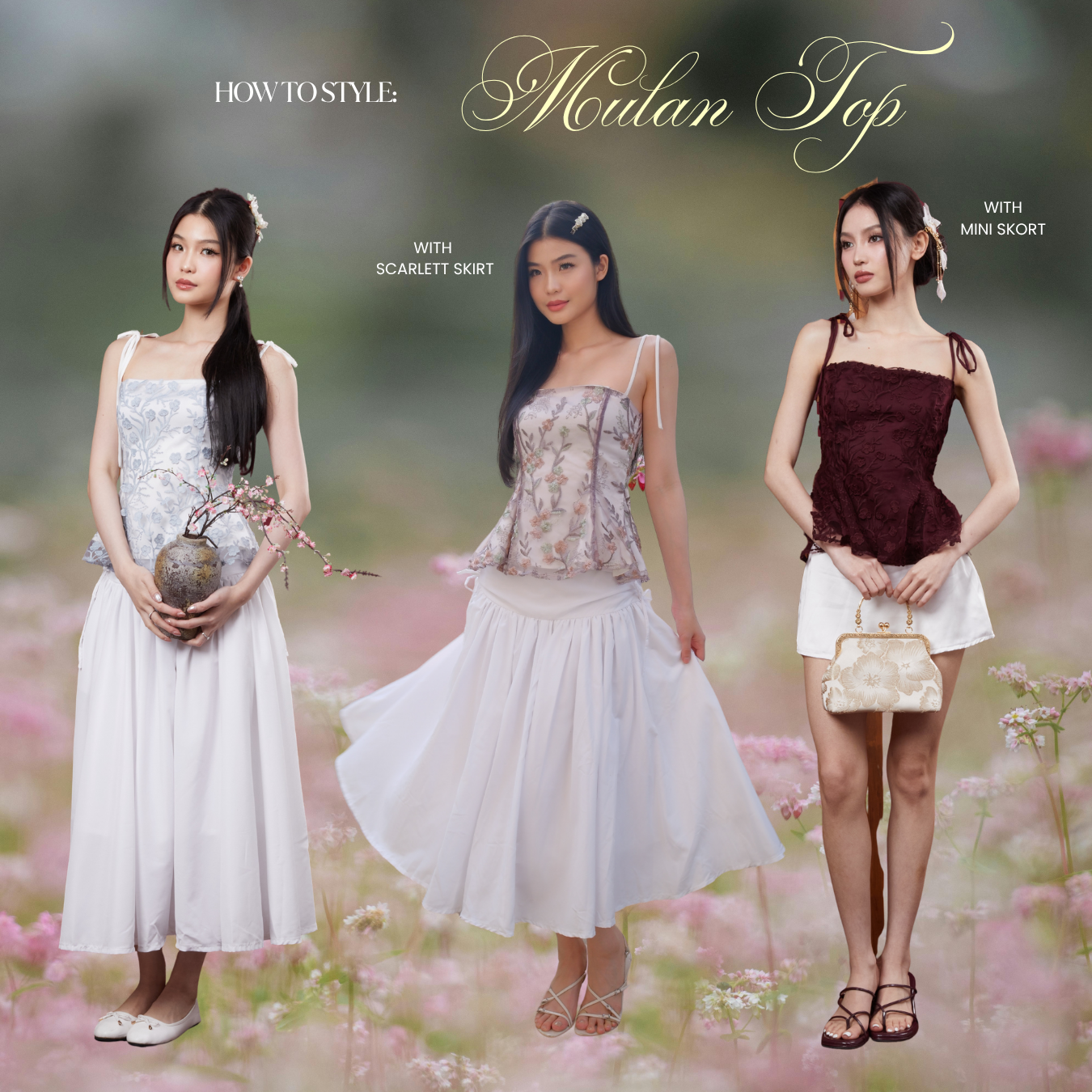 Shewearssugar – Mulan Top | Peplum Tulle Bordir Adjustable Strap Wanita