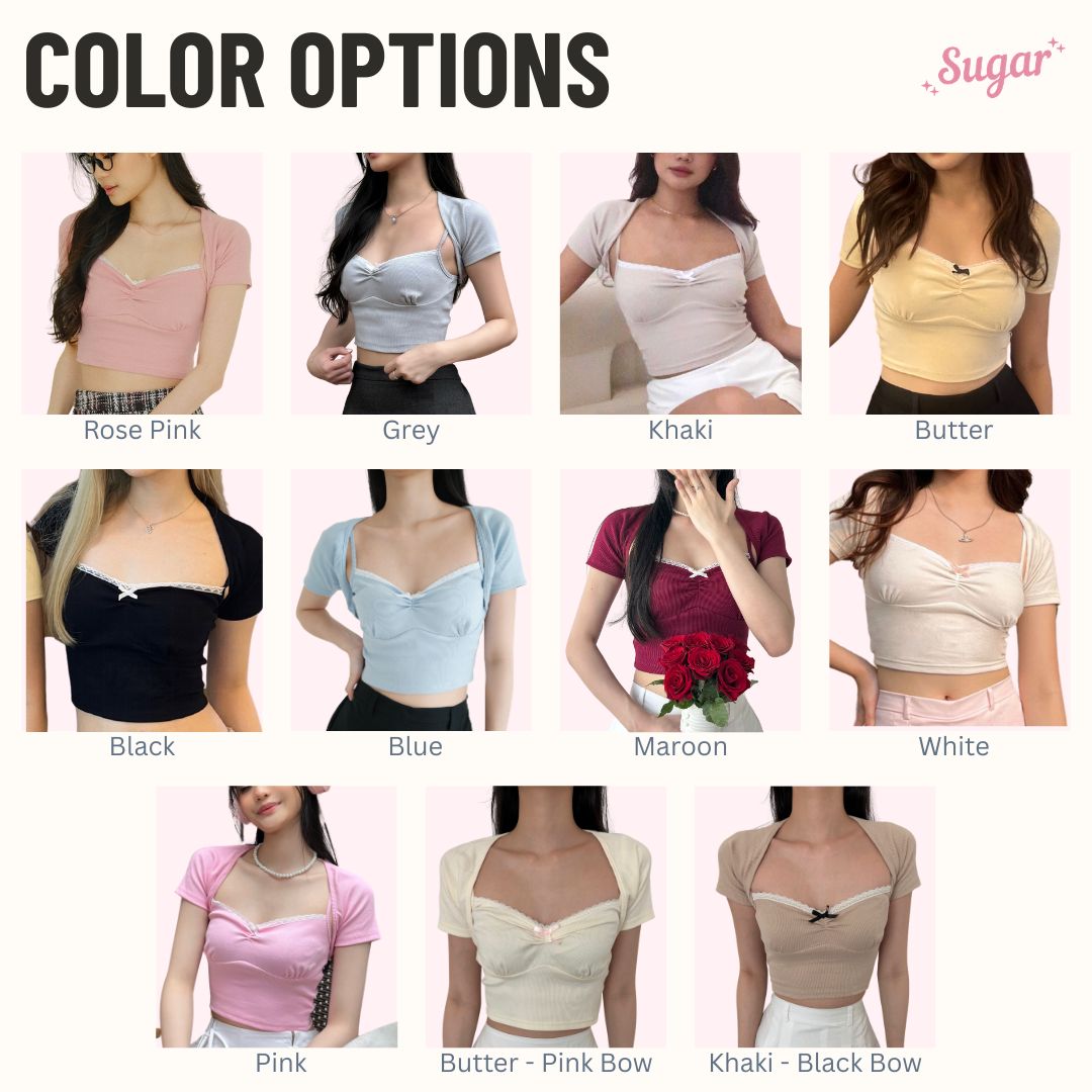 She Wears Sugar – Rosette Top | Tank Top Bolero Wanita Lace Top Summer Bali Outfit Coquette