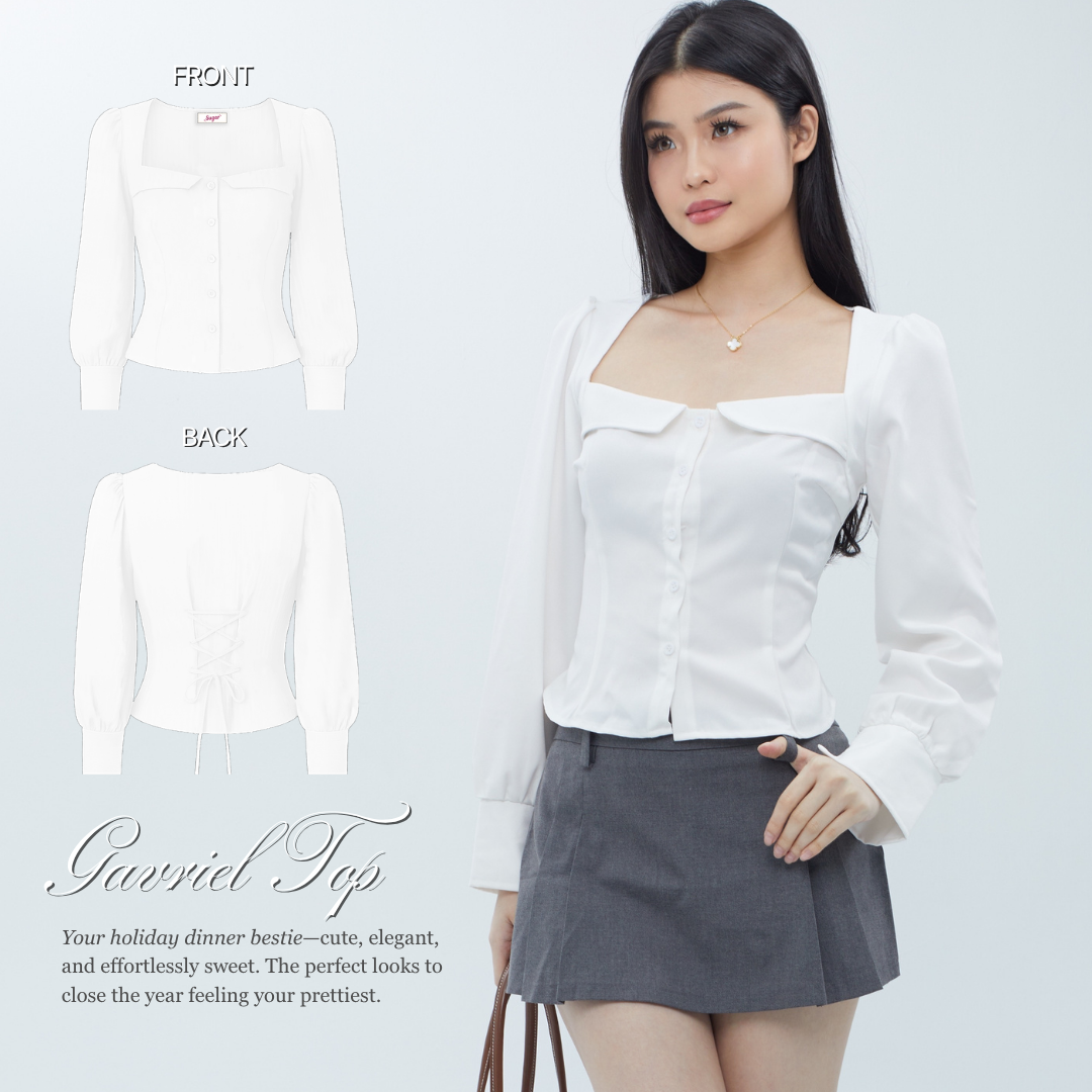She Wears Sugar – Gavriel Top | Kemeja Wanita Fitted Shirt Atasan Wanita Baju Fit Body Top Korean Style