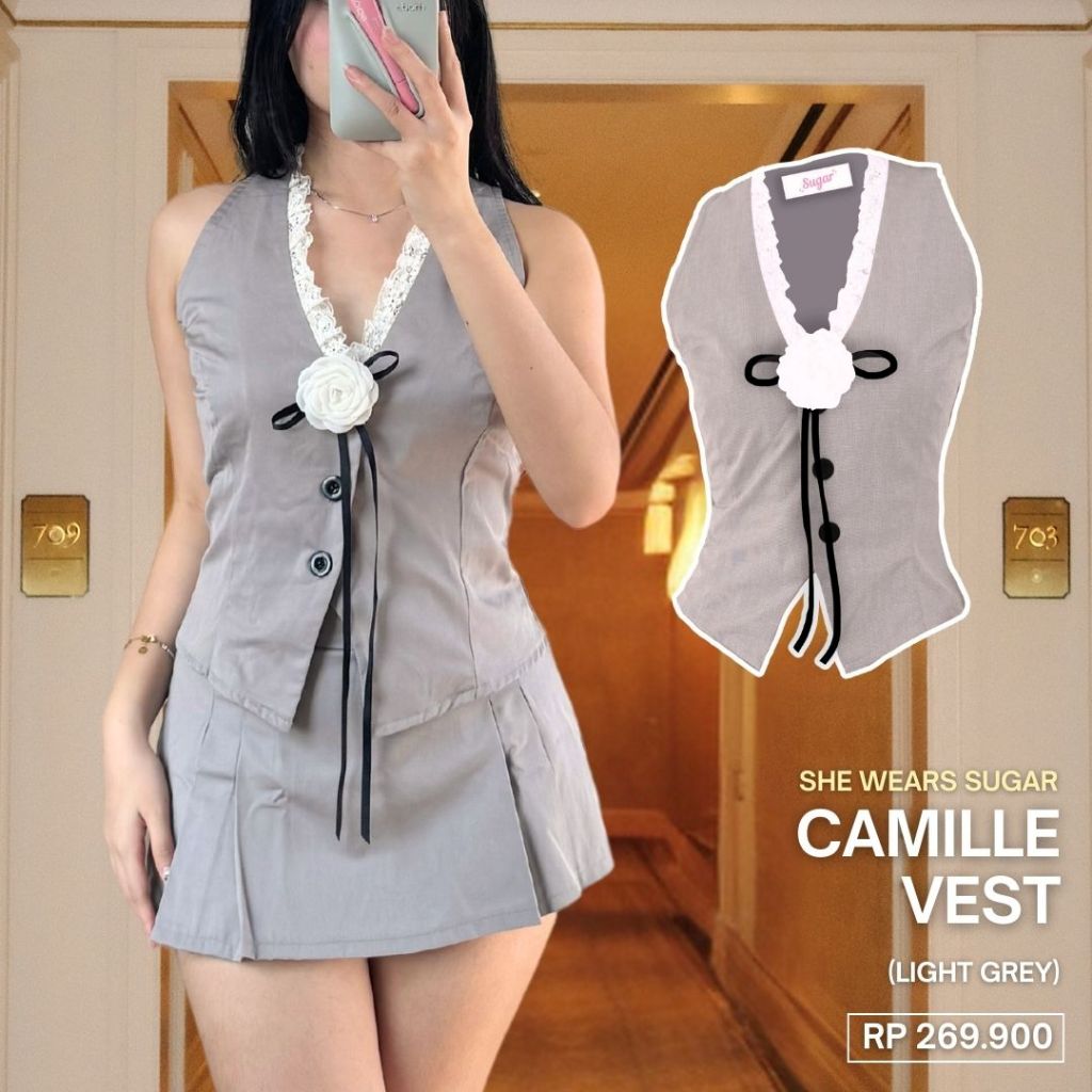 She Wears Sugar --  Camille Vest | Atasan Wanita | Outfit Korea | Rompi
