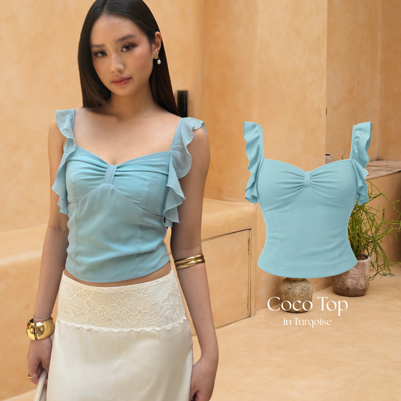 She Wears Sugar x Isabella – Coco Top | Baju Atasan Wanita Terbaru Tank Top Wanita Atasan Cewe Korean Style Summer Outfit Bali