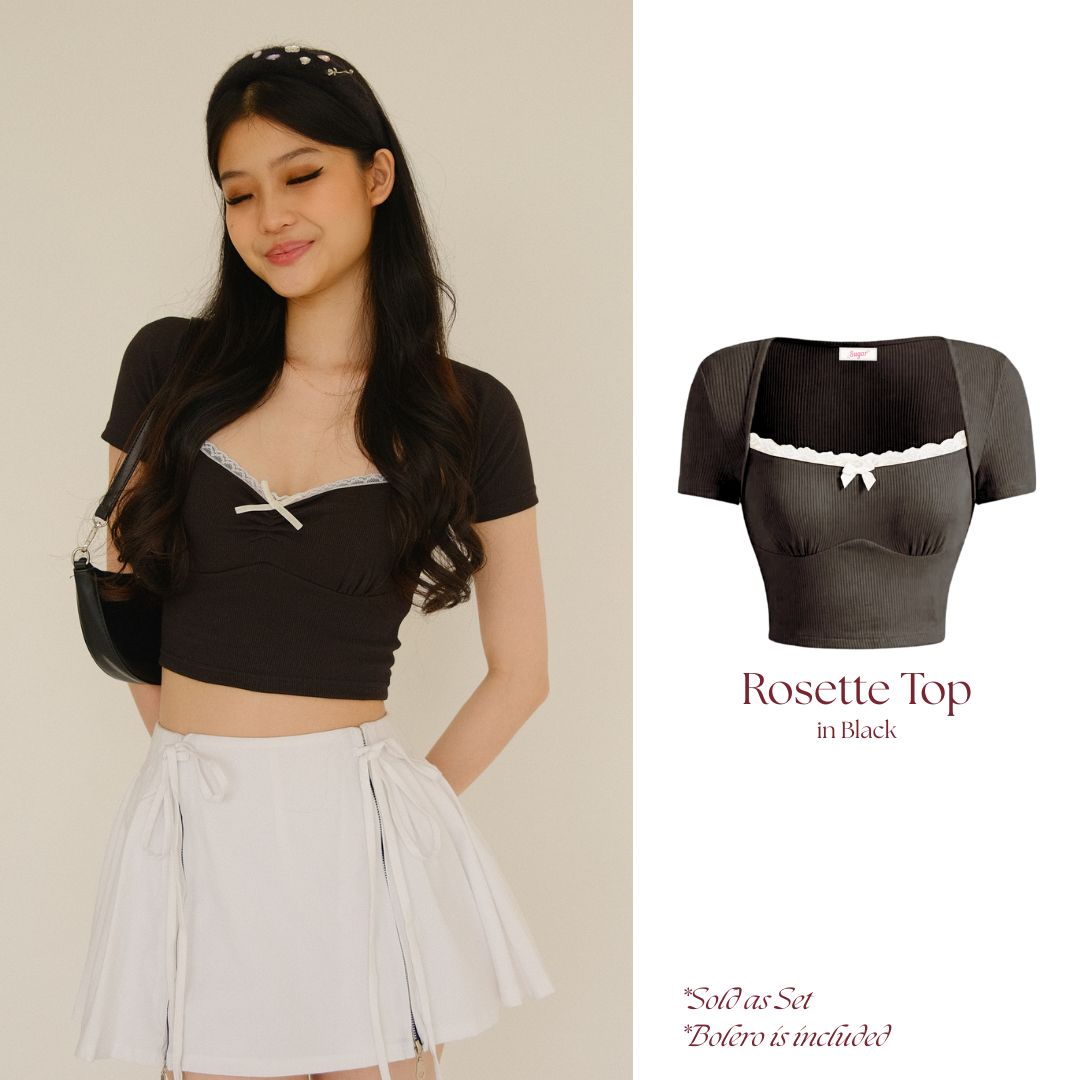 She Wears Sugar – Rosette Top | Tank Top Bolero Wanita Lace Top Summer Bali Outfit Coquette