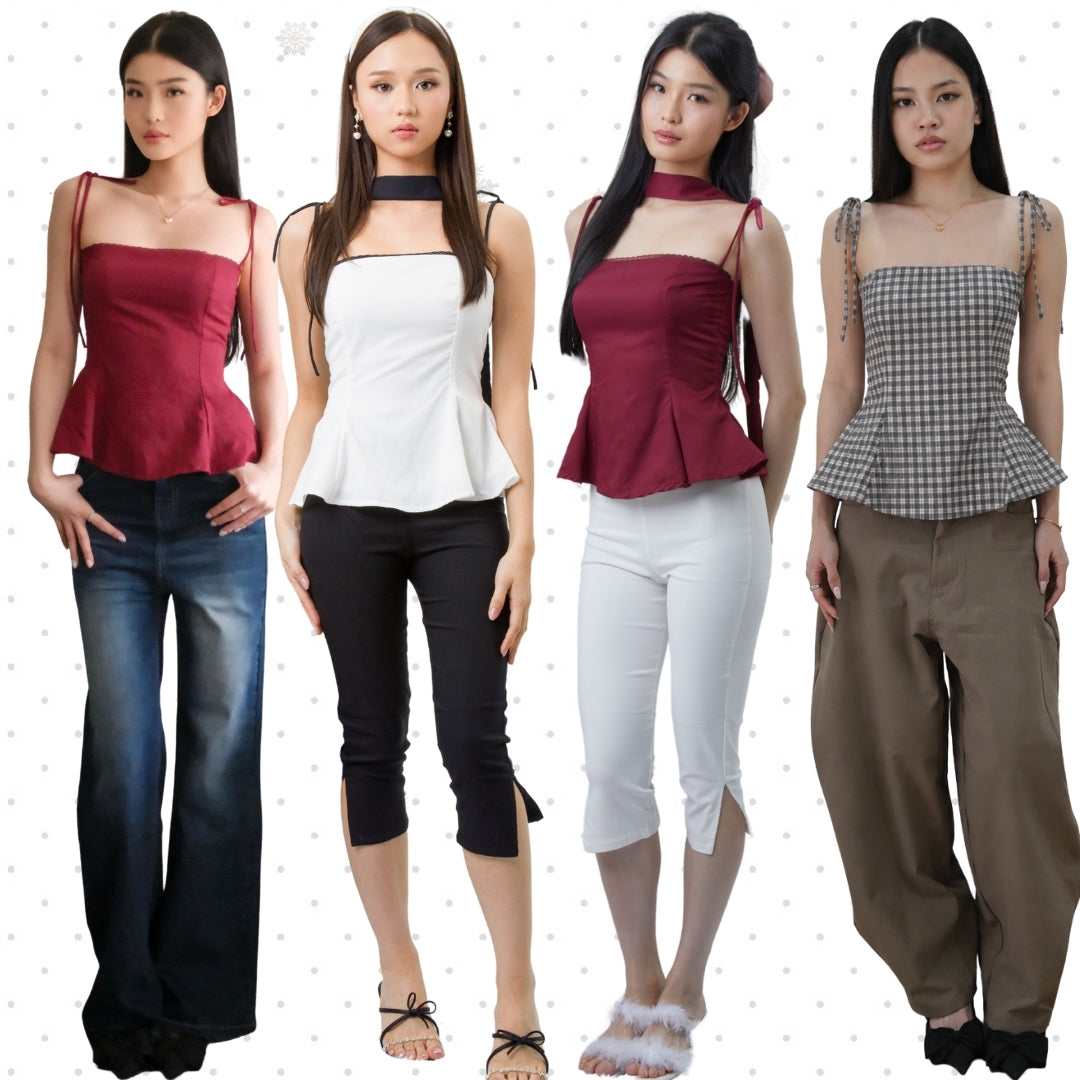 She Wears Sugar – Merry Top | Christmas Top Wanita Halter Neck Scarf Atasan Natal Baju Fit Body