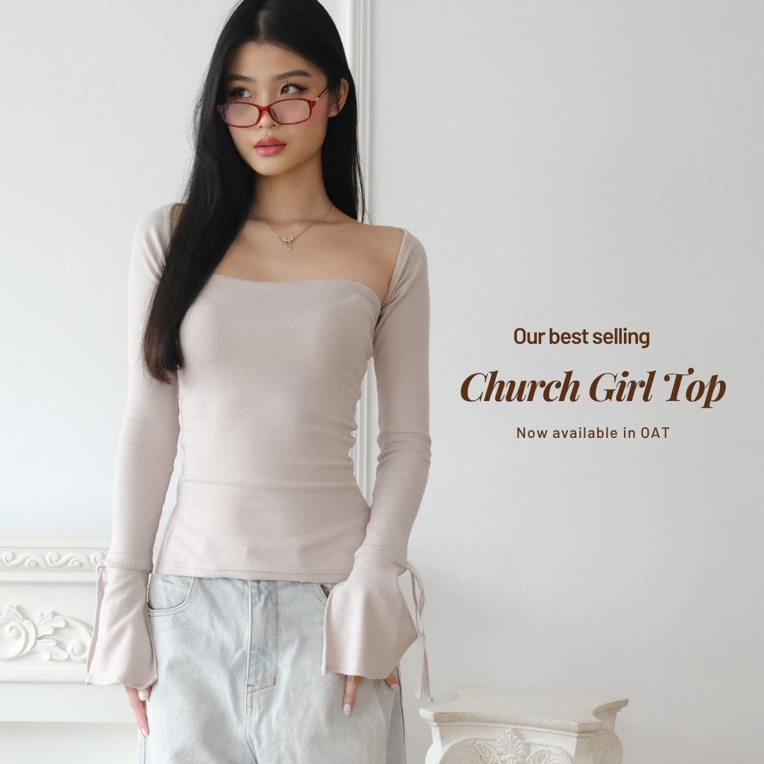 SHEWEARSSUGAR Church Girl Top | Top Wanita Atasan Lengan Panjang | Long Sleeve Top | Atasan Baju Wanita