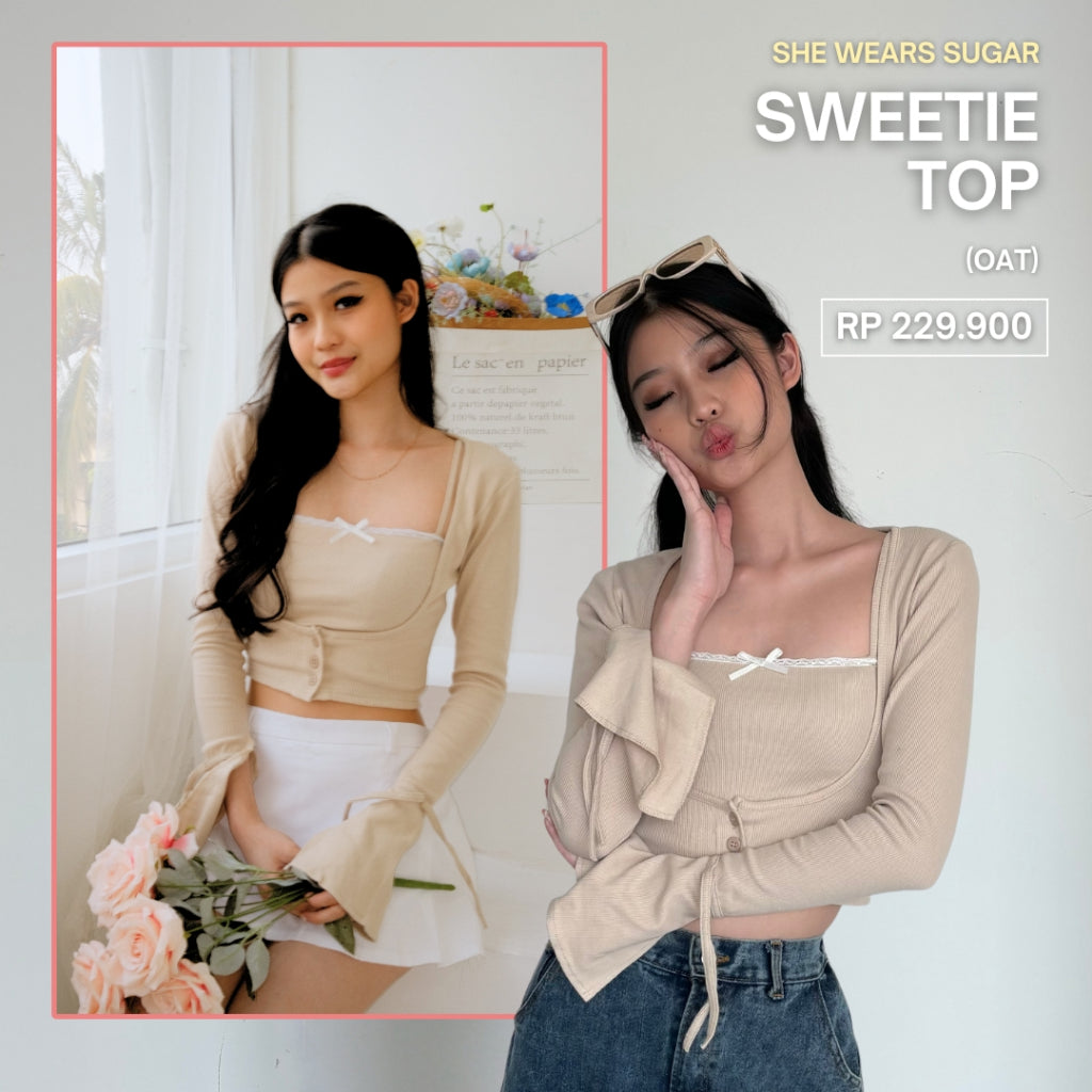 SHEWEARSSUGAR x ZETA BLANCO - Sweetie Top | Bolero Set | Outfit Korea | Top Wanita | Coquette Aesthetic | Crop Top