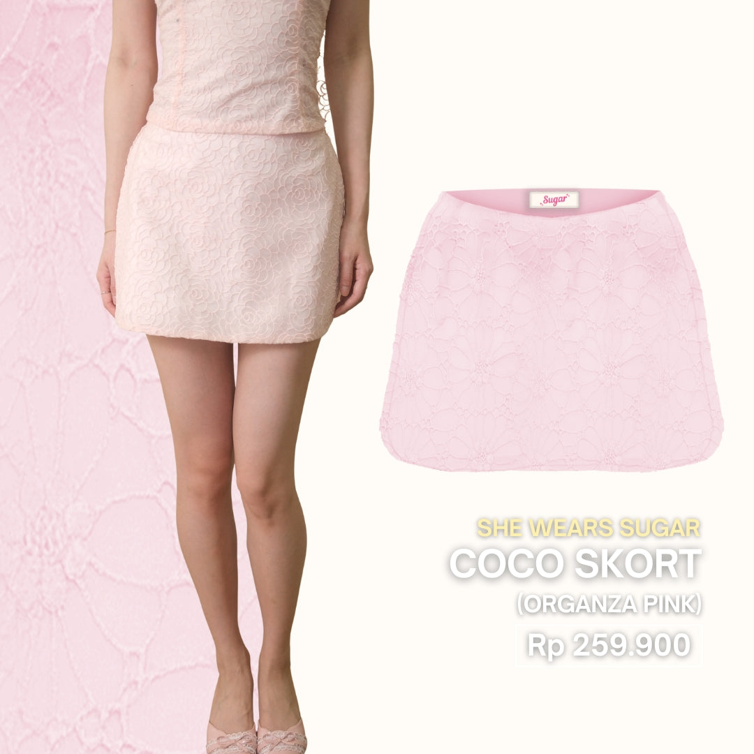 Shewearssugar - Coco Skort | Skirt | Rok Pendek | Organza | Motif Bunga | Wanita