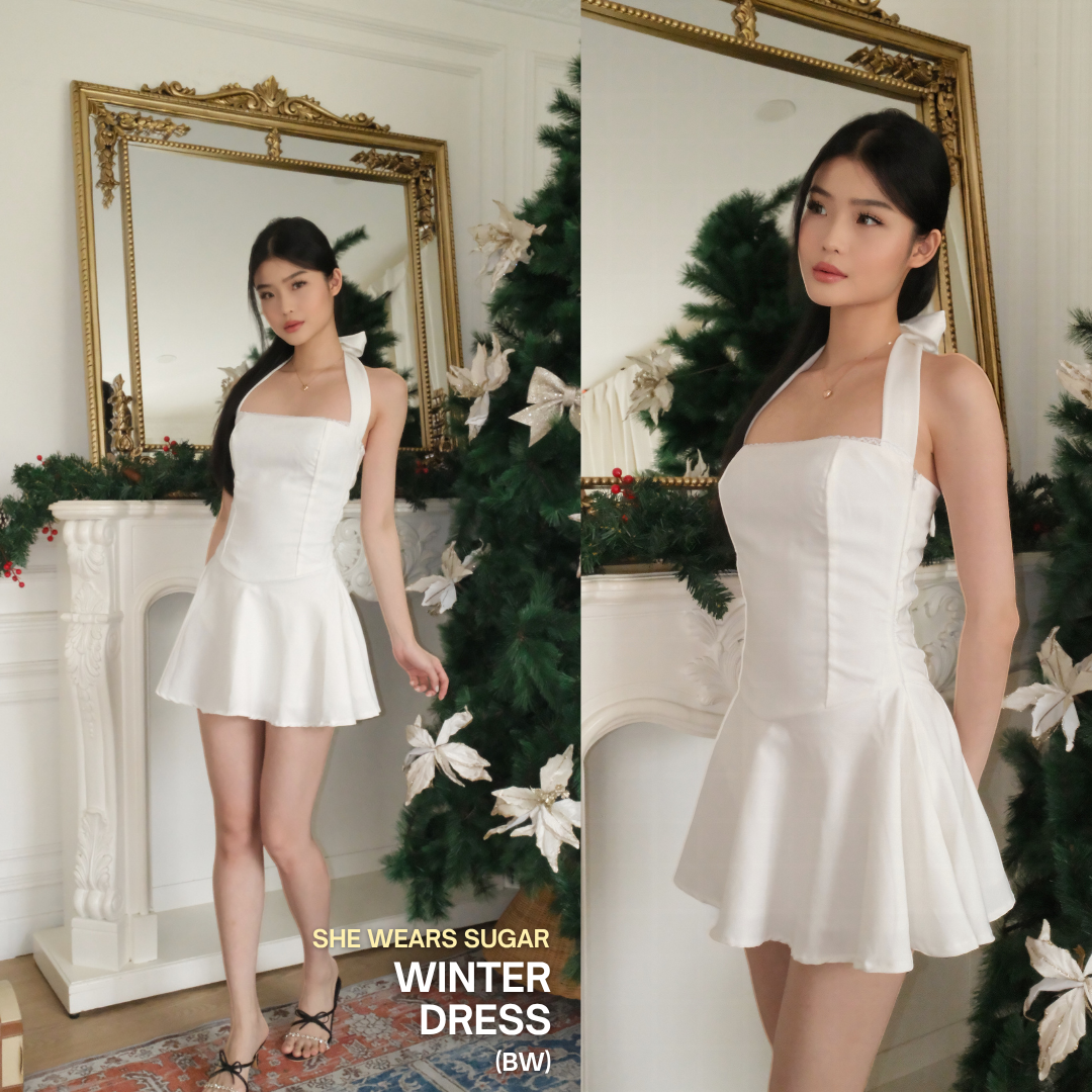 Shewearssugar – Winter Dress |  Wanita Halter Mini Dress Backless Party Dinner Outfit