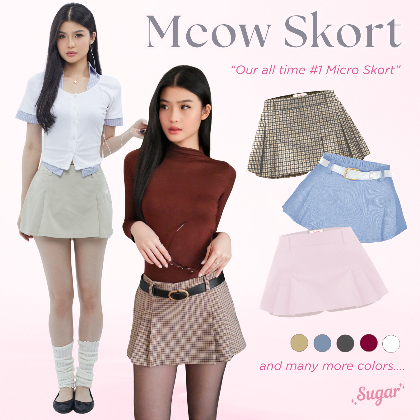 She Wears Sugar — Meow Micro Pleated Skort | Rok Celana Mini Wanita Tennis Golf Korean Style Summer Bali Outfit