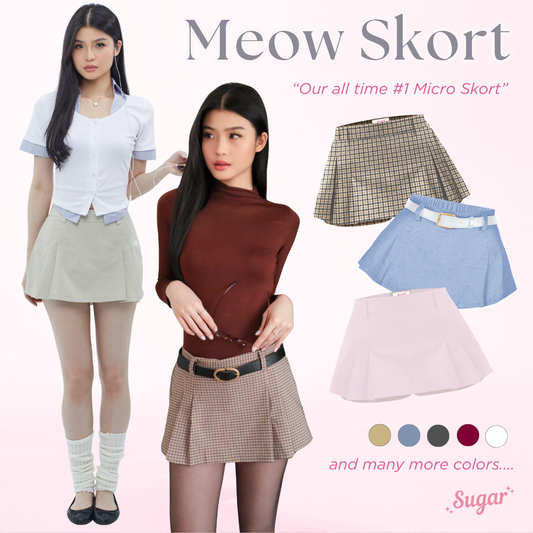 She Wears Sugar — Meow Micro Pleated Skort | Rok Celana Mini Wanita Tennis Golf Korean Style Summer Bali Outfit