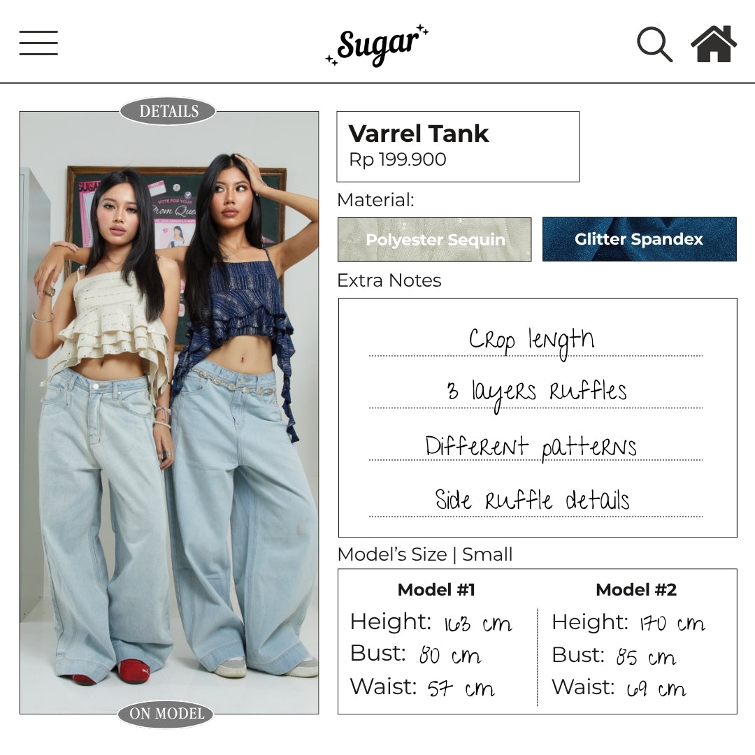 SHEWEARSSUGAR X VARREL RIEVERA — Varrel Sequin Tank | Atasan Wanita Crop