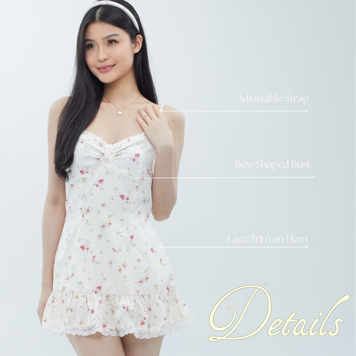 She Wears Sugar x Isabella – Nancy Dress | Dress Wanita Mini Summer Dress Dress Korea Gaun Putih Coquette Lace Fit Body